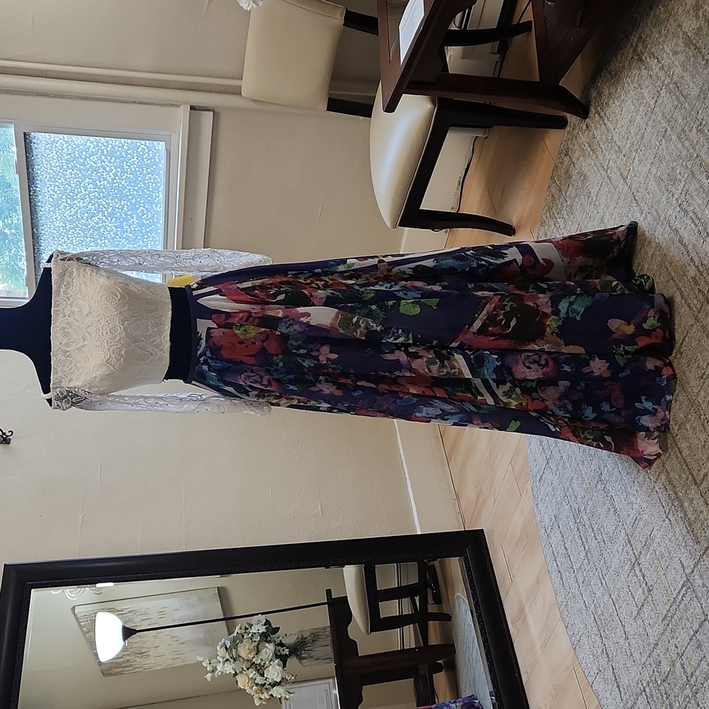 SKIRT ONLY - Size 6 purple Multi Floral Chiffon Aline Skirt by Ellie Wild